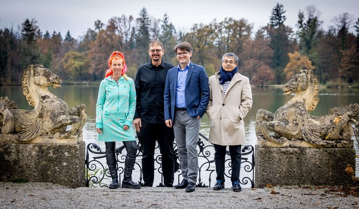 Am ISI beteiligte Forscher:innen (v.l.n.r.): Doris Wilflingseder (Vetmeduni), Florian Krammer (MedUni Wien), Peter Willeit (MedUni Innsbruck) und Subhra K. Biswas (Med Uni Graz).